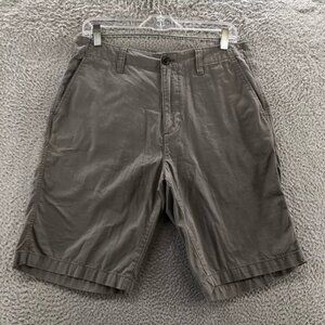 Eddie Bauer Chino Shorts Mens 32 (actual 32x10.5) Gray Cotton Mid Rise Zip Fly